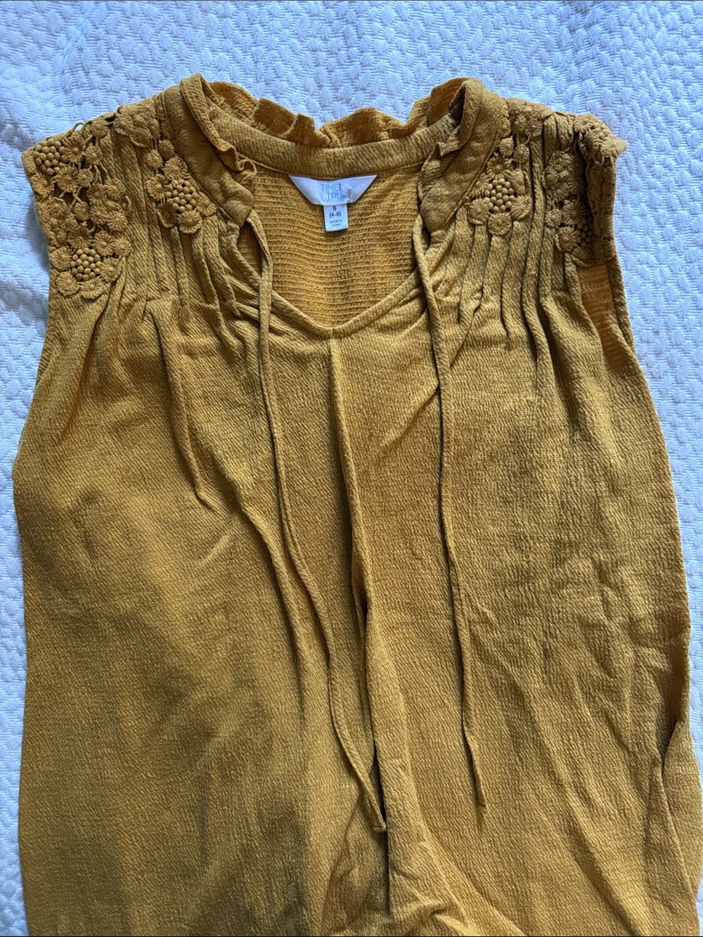 Time and Tru Mustard Yellow Crochet-Trim Sleeveless tank | size 4-6